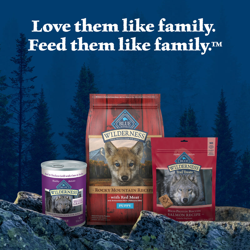Blue Buffalo Wilderness High-Protein Rocky Mountain Recipe Dry Food for Puppies, Red Meat & Grains, 4.5-lb Bag