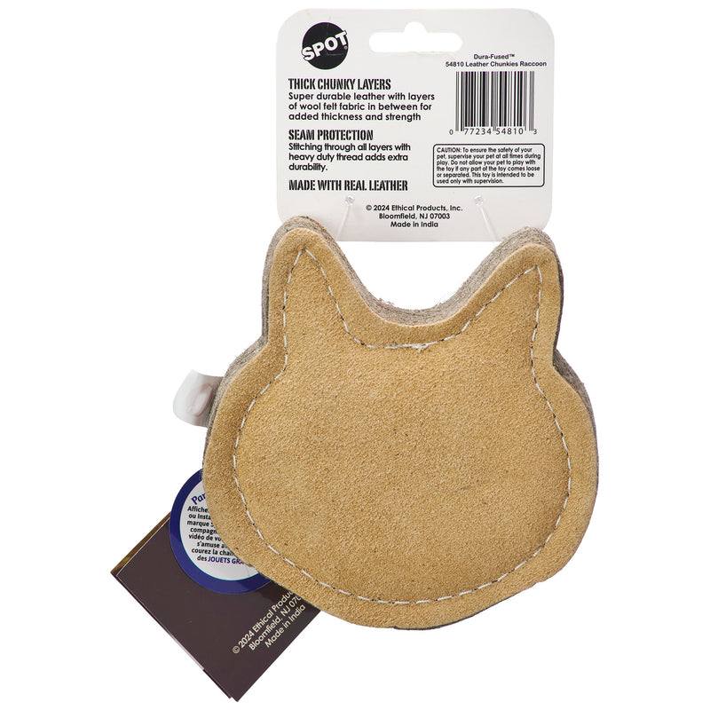 Ethical Products SPOT Dura-Fuse Leather Chunky Raccoon 5" Dog Toy