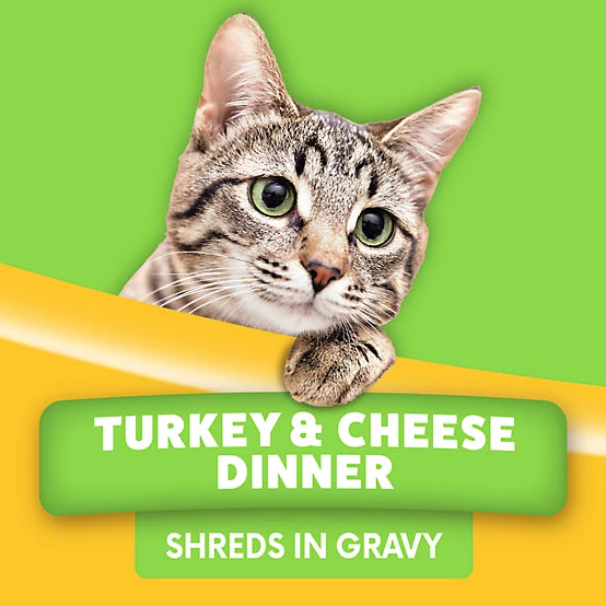 Paws & Claws Adult Turkey and Cheese Dinner Shreds in Gravy Wet Cat Food, 5.5 oz.