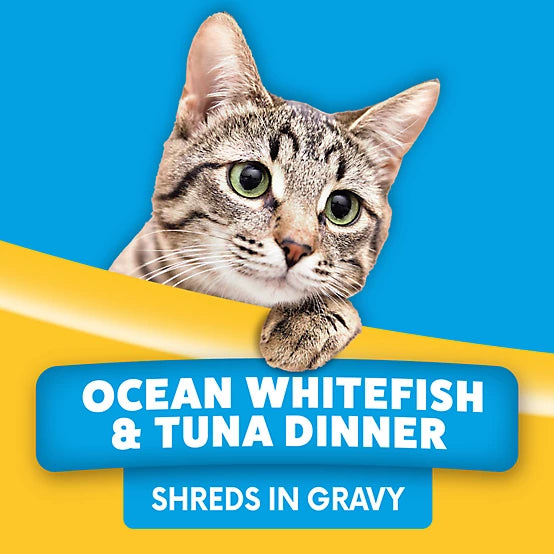 Paws & Claws Adult Ocean Whitefish and Tuna Dinner Shreds in Gravy Wet Cat Food, 5.5 oz.