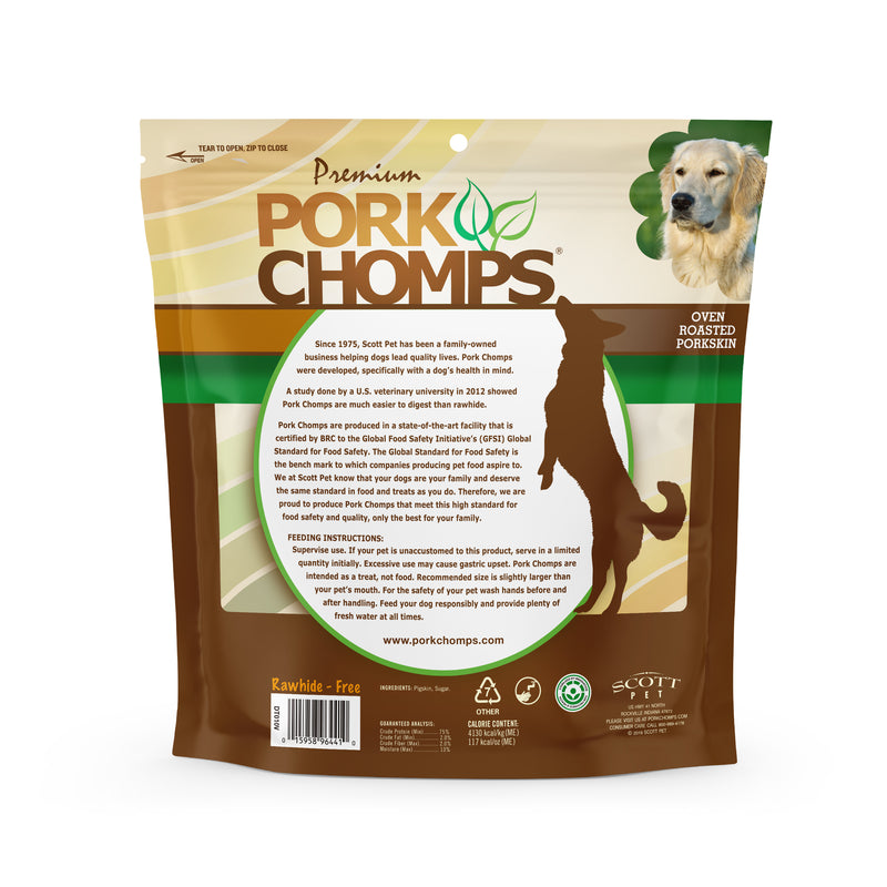Pork Chomps 6" Roasted Pork Skin Twists, 15 count Dog Chews