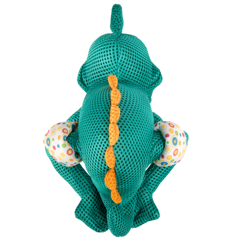 goDog Double Chew Guard Technology Chameleon Squeaker Plush Dog Toy, Teal, Medium