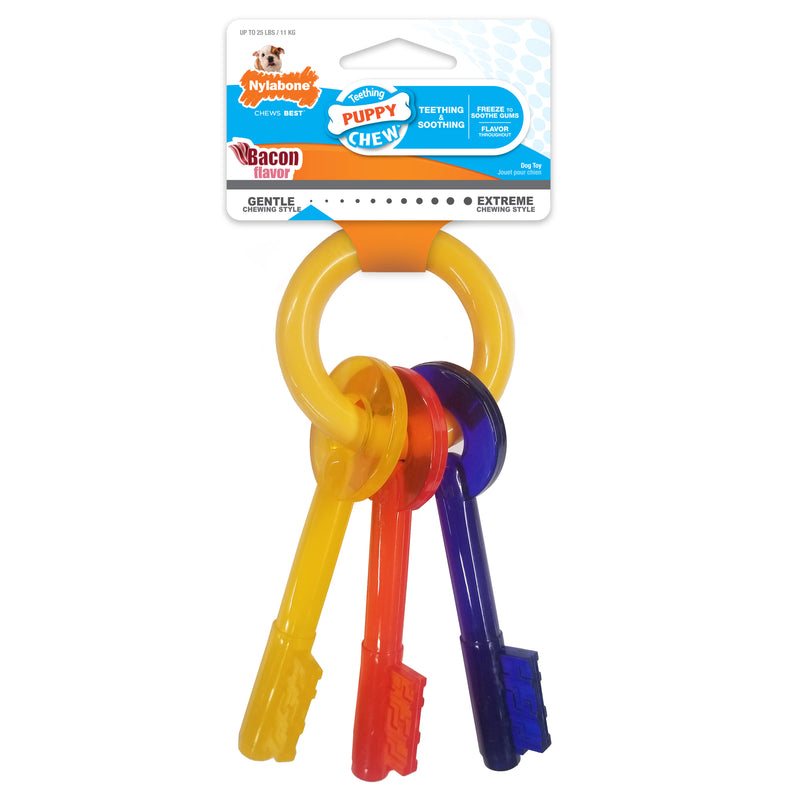 Nylabone Just for Puppies Teething Chew Toy Keys Bacon Small up to 25 lbs.