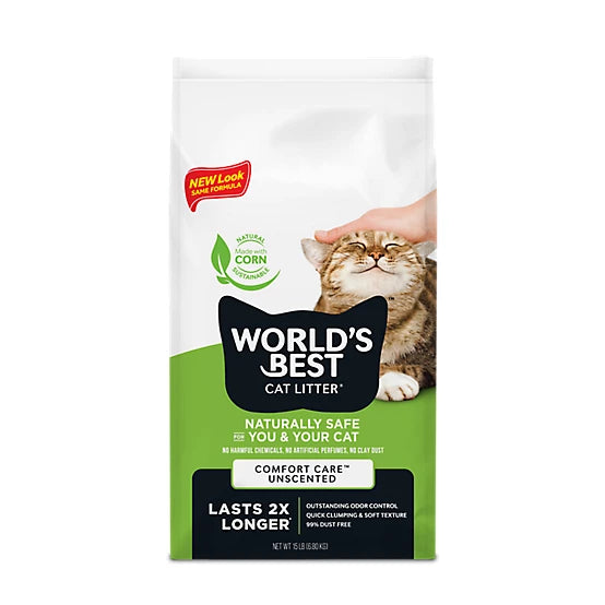 World's Best Cat Litter Comfort Care Unscented, Clumping, 15lb
