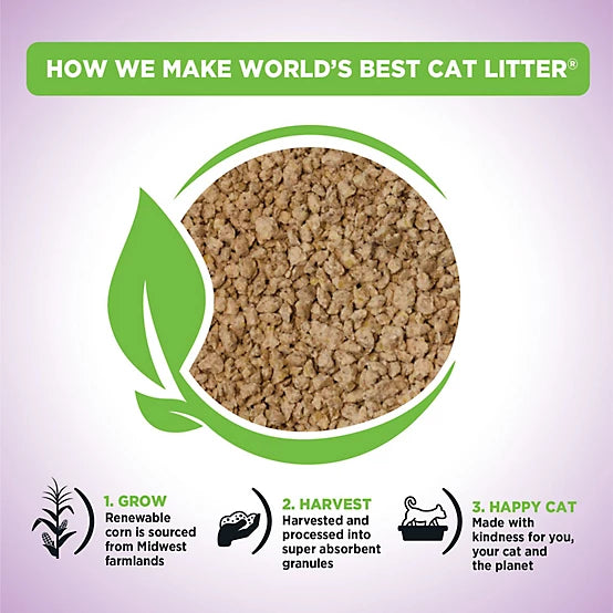 World's Best Cat Litter Lavender Scented Clumping Corn Cat Litter, Multi-Cat, 15lb