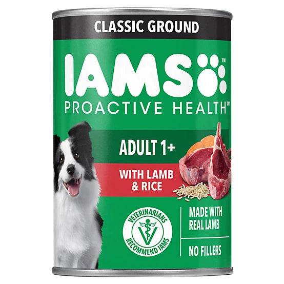Iams Proactive Health Adult Lamb and Rice Classic Ground Wet Dog Food, 13 oz.