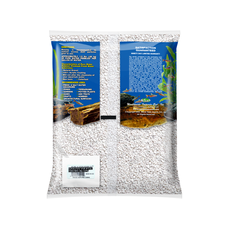PURE WATER PEBBLES GRAVEL SNOW WHITE 5LB