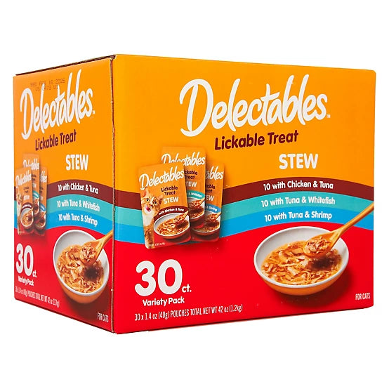 Delectables Stew Variety Pack Lickable Cat Treat and Topper, 30 ct.