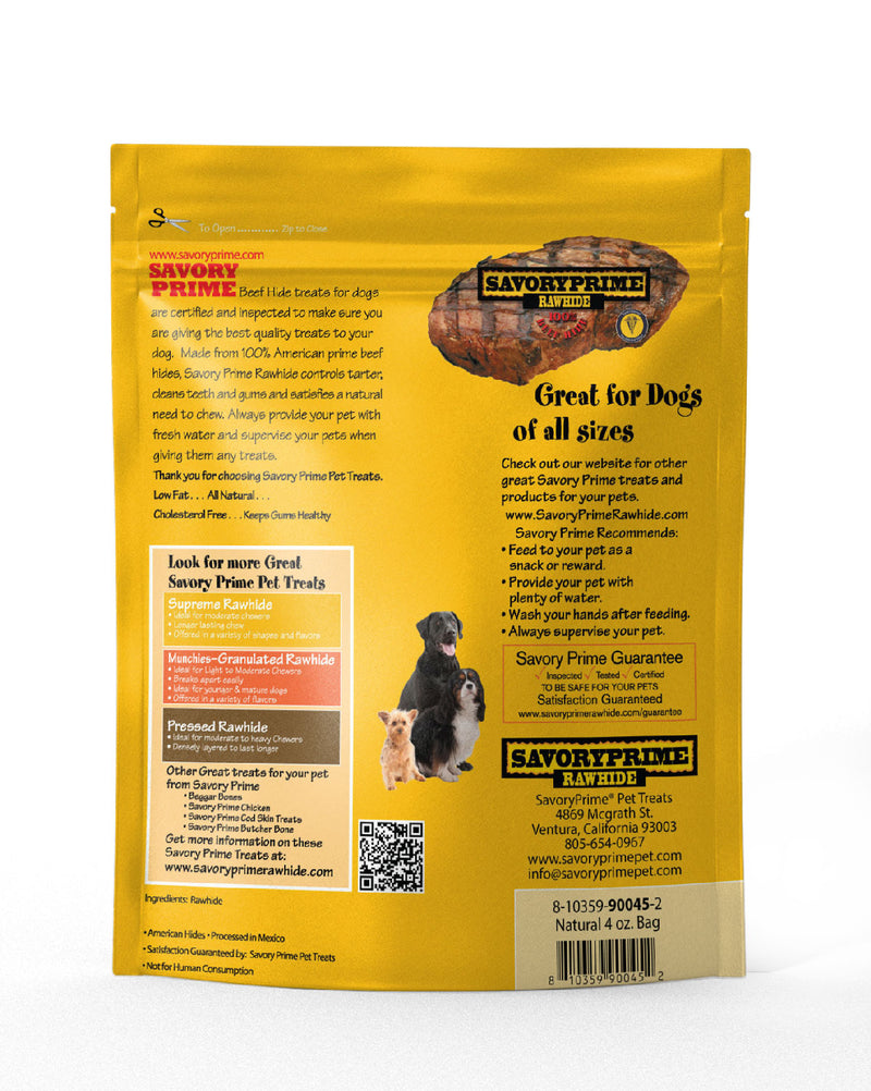 Savory Prime Natural Rawhide Chips for Dogs - 4  oz.