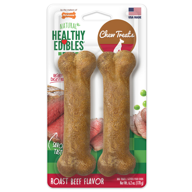 Nylabone Healthy Edibles Roast Beef Flavor Chew Treats for Dog Medium/Wolf (2 Count)