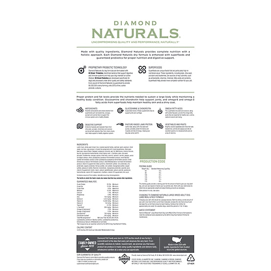 Diamond Naturals Large Breed Adult Lamb and Rice Formula Dry Dog Food, 40 lb. Bag