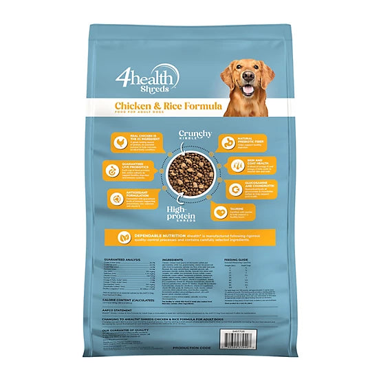 4health Shreds Adult Chicken and Rice Formula Dry Dog Food, 35lb