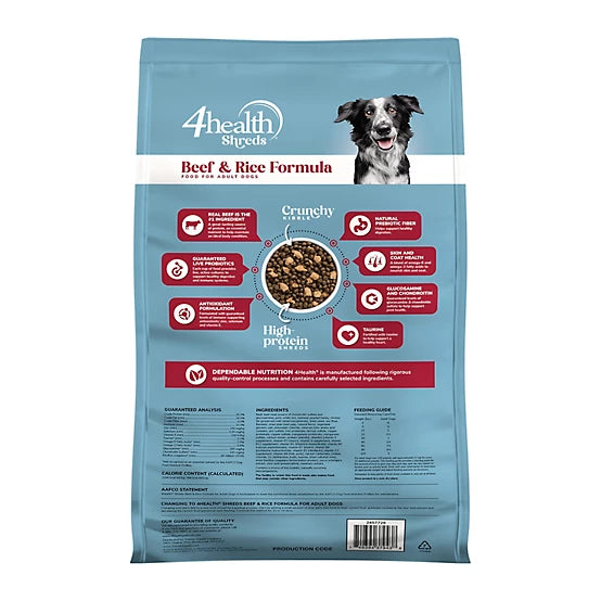 4health Shreds Adult Beef and Rice Formula Dry Dog Food, 35lb