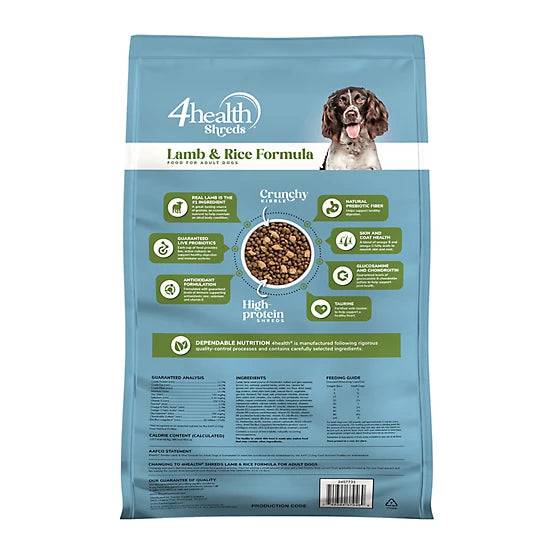 4health Shreds Adult Lamb and Rice Formula Dry Dog Food, 35lb