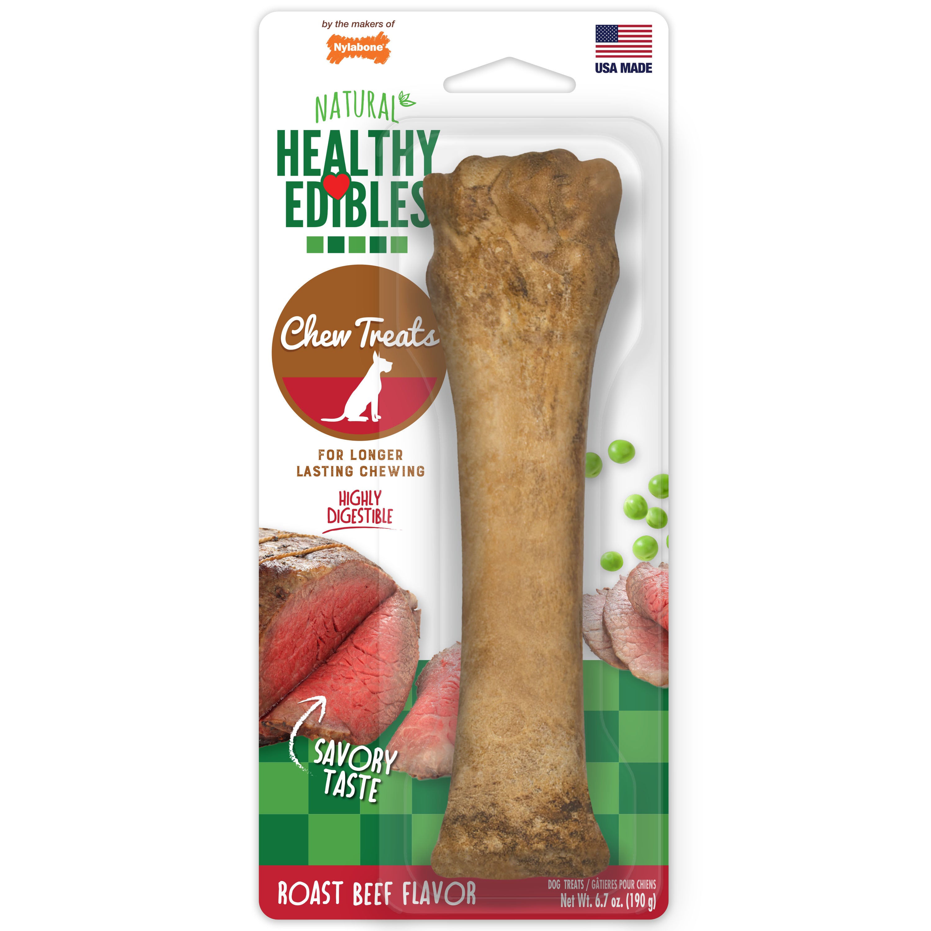 Nylabone Healthy Edibles Roast Beef Flavor Chew Treats for Dog