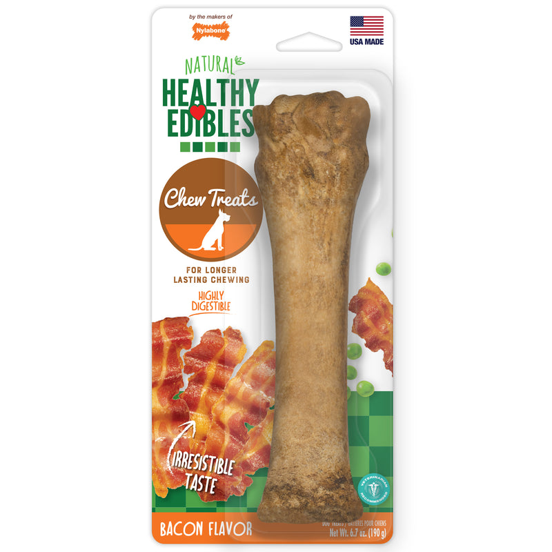 Nylabone Healthy Edibles All-Natural Long Lasting Bacon Flavor Chew Treats 1 Count X-Large/Souper
