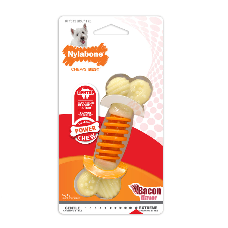 Nylabone PRO Action Dental Power Chew Durable Dog Toy Bacon Medium up to 35 lbs.