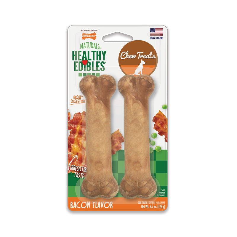 Nylabone Healthy Edibles All-Natural Long Lasting Chicken Flavor Dog Chew Treats 2 Count Medium/Wolf