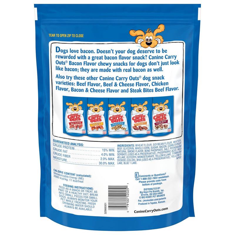 Canine Carry Outs Bacon Flavor Dog Treats Back of Package