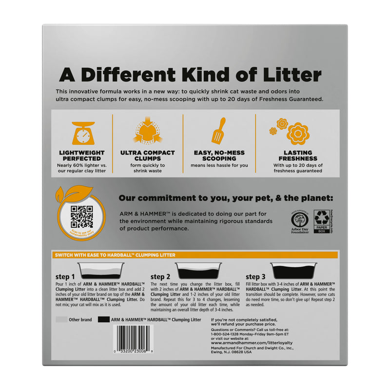 ARM & HAMMER Hardball Lightweight Cat Litter, Clumping for No-Mess Scooping, Multi-Cat, 10.5 lb