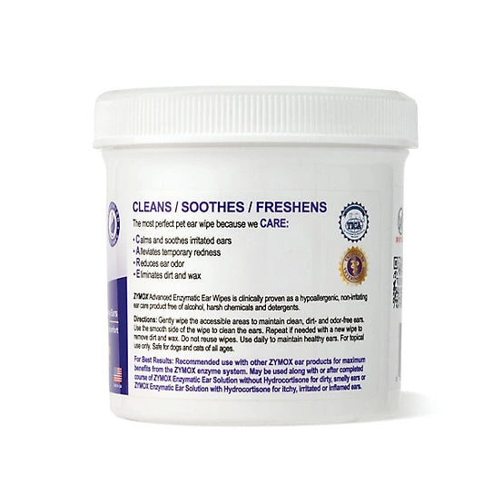 Zymox Advanced Enzymatic Ear Wipes for Dogs & Cats, 100 ct.