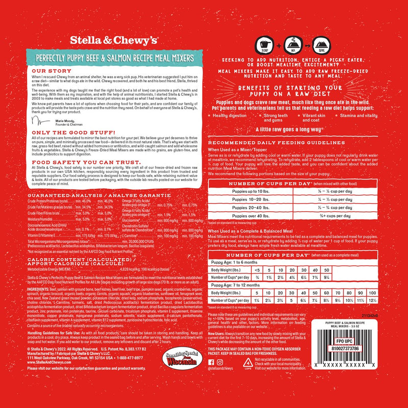 Stella & Chewy's Freeze Dried Raw Perfectly Puppy Meal Mixers Beef & Salmon Recipe