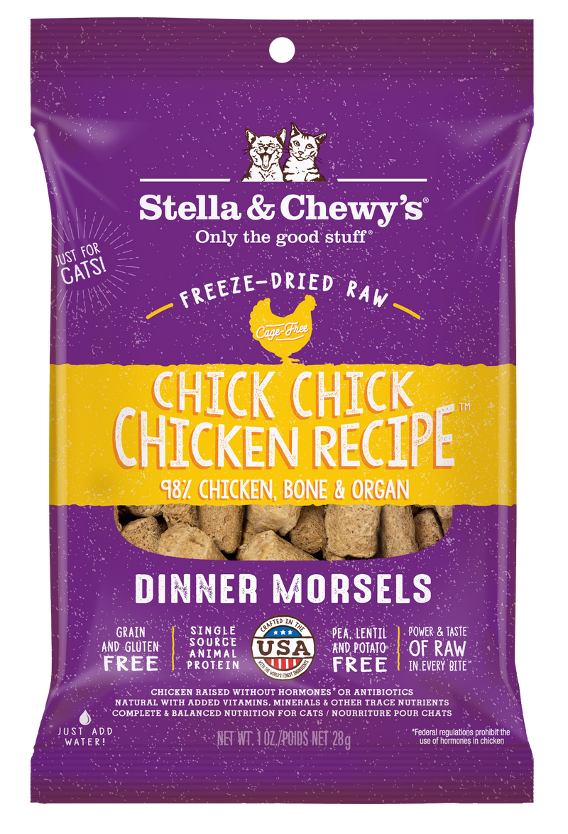 Stella & Chewy's Freeze-Dried Dinner Morsels for Cats - Chick Chick Chicken Recipe - 1 Ounce Bag