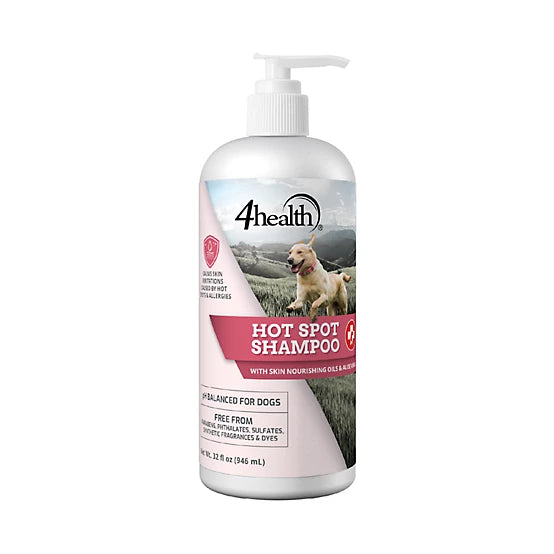 4health Unscented Hot Spot Dog Shampoo with Honeysuckle and Aloe Vera, 32 oz.