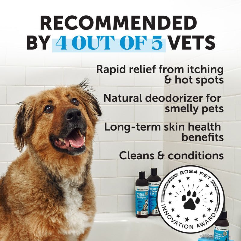 Pet Honesty Restore + Soothe 2 in 1 Shampoo + Conditioner for Sensitive Skin for Dogs & Cats
