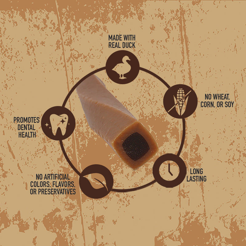 Rewardables Wild Chews - Duck Recipe, Limited Ingredient, Long Lasting Chews for Large Dogs | 6 Count