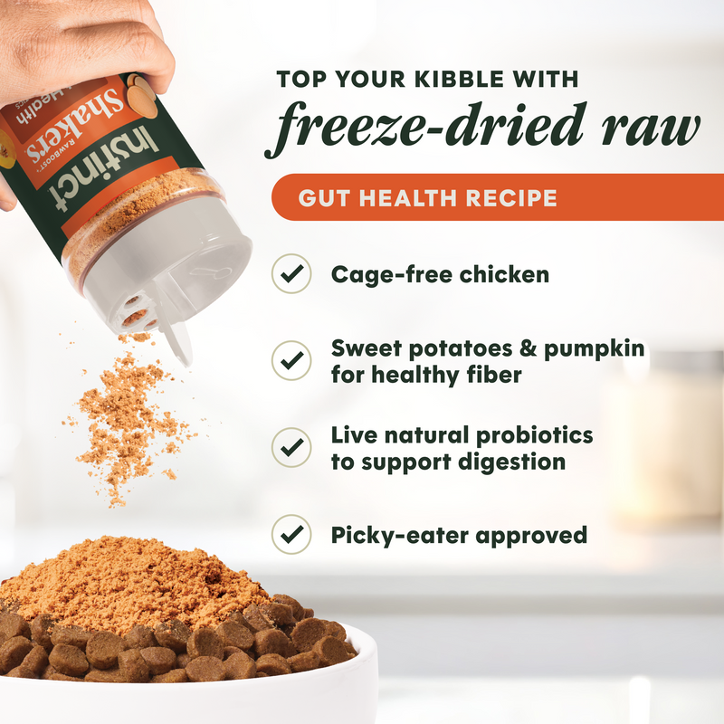 Instinct Raw Boost Shakers Gut Health Freeze-Dried Dog Food Topper, 5.5 oz. Bottle