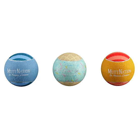 MuttNation Carousel Jumbo Tennis Balls 3pk Dog Toy