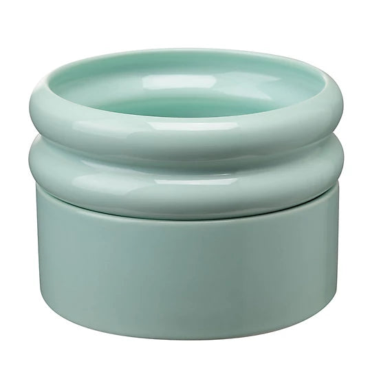 MuttNation Ribbed Ceramic Dog Bowl 2pk Green