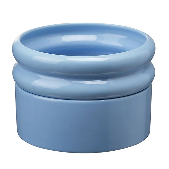 MuttNation Ribbed Ceramic Dog Bowl 2pk Blue