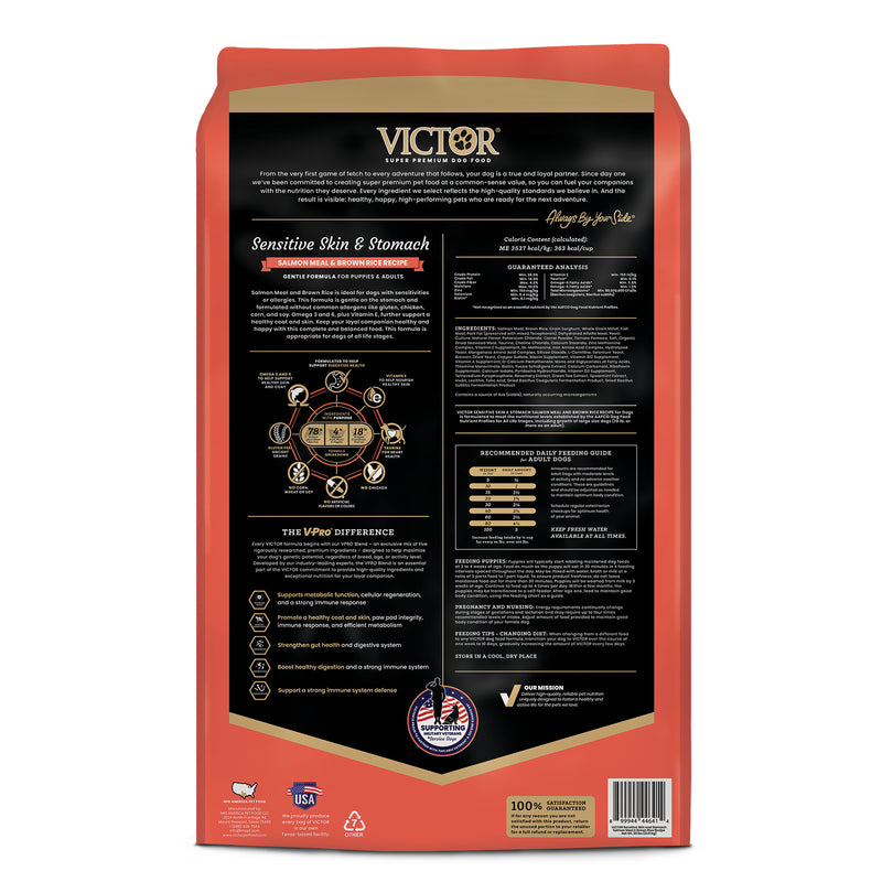 VICTOR Sensitive Skin and Stomach ‰ÛÒ Salmon Meal and Brown Rice Recipe 30lb