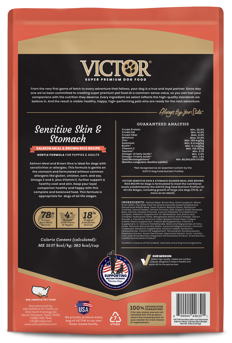 VICTOR Sensitive Skin and Stomach ‰ÛÒ Salmon Meal and Brown Rice Recipe 5lb