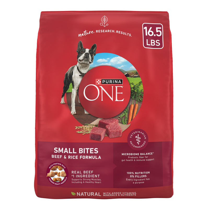 Purina ONE Small Bites Beef and Rice Formula Small High Protein Dry Dog Food Natural With Added Vitamins, Minerals and Nutrients