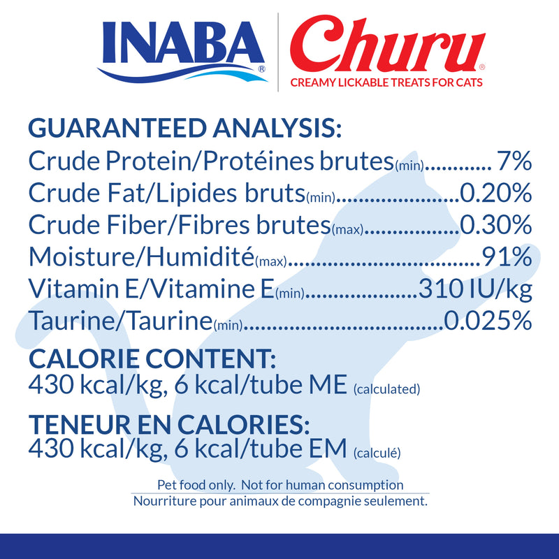 INABA Churu Cat Treats, Wet, Lickable, Squeezable Creamy Purée Cat Treat, 20 Tubes, Seafood Variety Box