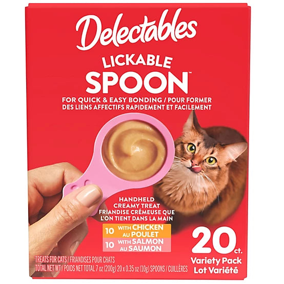 Delectables Lickable Spoon Variety Pack Handheld Creamy Cat Treat, 20 ct.