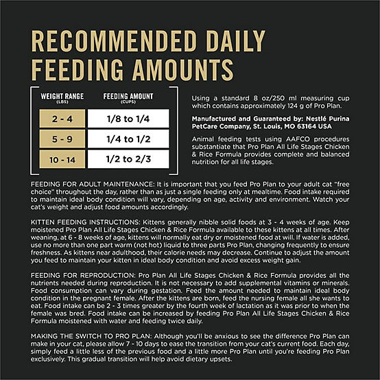 Purina Pro Plan All Life Stages Chicken & Rice Dry Cat Food 5.5lb