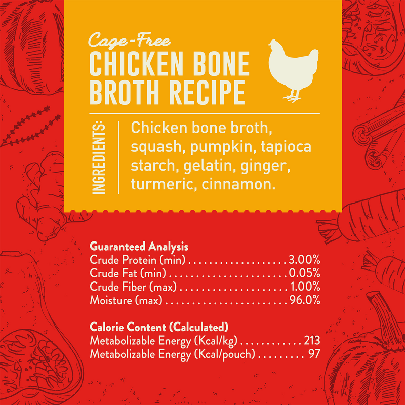 Stella & Chewy's Bountiful Bone Broth Cage Free Chicken Bone Broth Recipe for Dogs 16 oz. Resealable Pouch