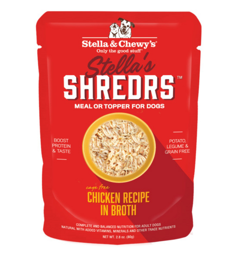 Stella’s Shredrs Cage Free Chicken Recipe in Broth for Dogs - 2.8 oz. Pouch