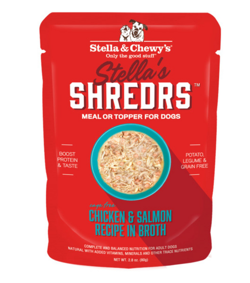 Stellas' Shredrs Cage-Free Chicken & Salmon Recipe for Dogs - 2.8 oz. Pouch