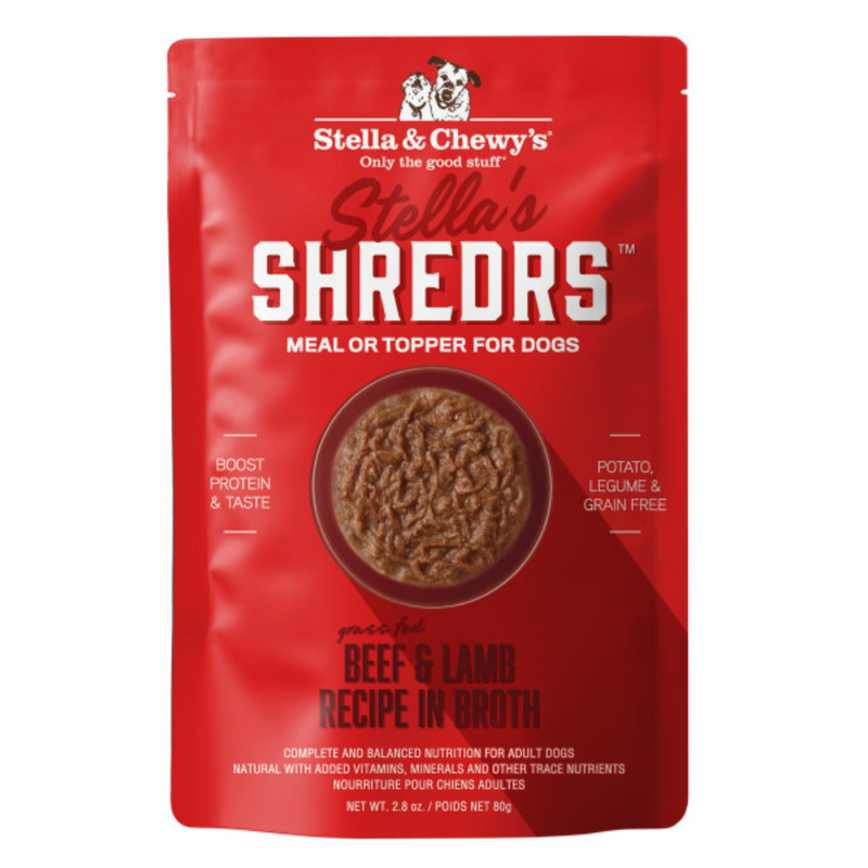 Stella's Shredrs Grass Fed Beef & Lamb Recipe in Broth for Dogs - 2.8 oz Pouch