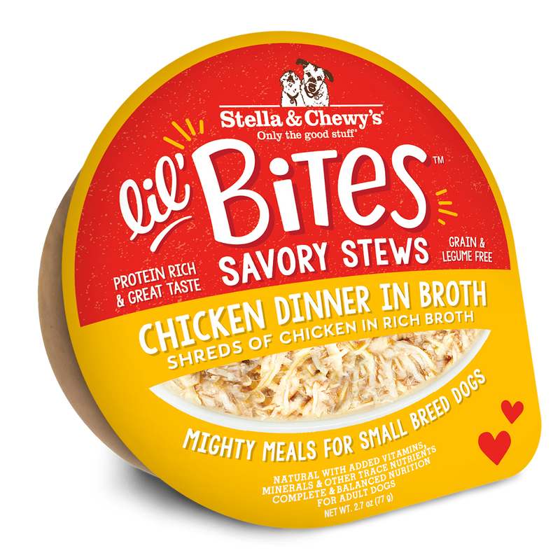 Stella & Chewy's Lil Bites Savory Stews Chicken Dinner in Broth for Dogs- 2.7 oz. Cup
