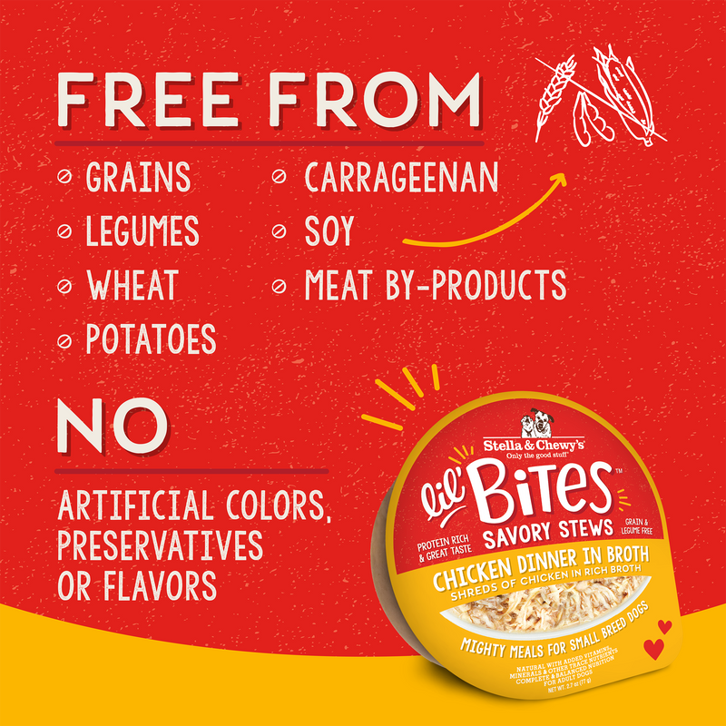 Stella & Chewy's Lil Bites Savory Stews Chicken Dinner in Broth for Dogs- 2.7 oz. Cup