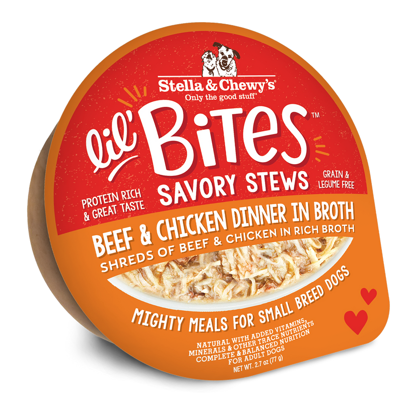 Stella & Chewy's Lil Bites Savory Stews - Beef & Chicken Dinner in Broth for Dogs - 2.7 oz. Cup