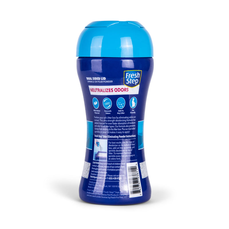 Fresh Step Litter Box Charcoal Odor Eliminating Powder, 15 Ounces Sifting/Pour Cap Unscented | Cat Litter Box Deodorizer Powder