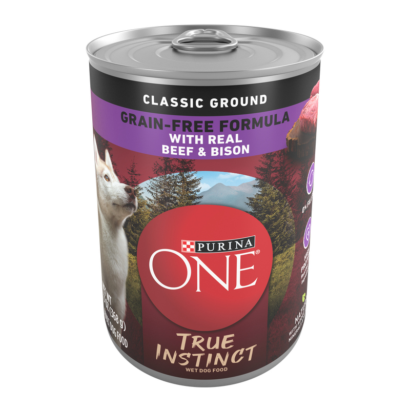 Purina ONE Wet Dog Food True Instinct Classic Ground Grain-Free Formula With Real Beef and Bison High Protein Dog Food