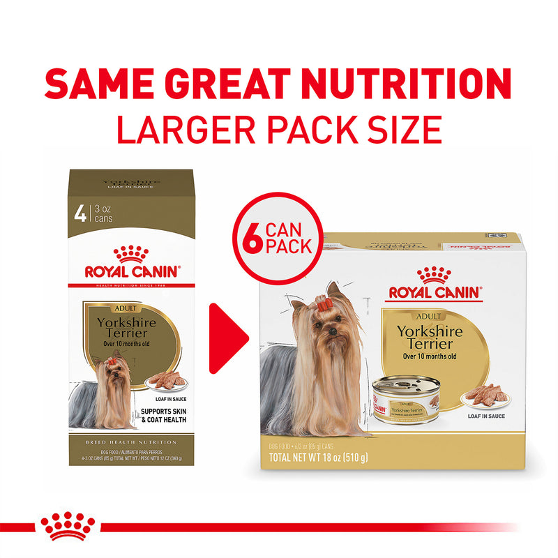 Royal Canin Breed Health Nutrition® Yorkshire Terrier Adult Loaf In Sauce Dog Food, 3 oz, 6-pack